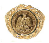 Эксклюзив! Перстень с подлинной мексиканской золотой монетой