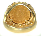 Эксклюзив! Перстень с подлинной мексиканской золотой монетой Золото
