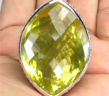 Роскошный лимонный цитрин 40 х 30 мм в массивном перстне Серебро 925