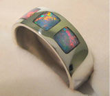 Изящное кольцо с 3 черными опалами высочайшего качества Серебро 925