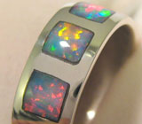 Изящное кольцо с 3 черными опалами высочайшего качества Серебро 925