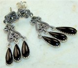 Эффектные серьги с ониксами Серебро 925