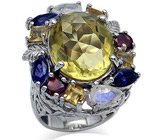Перстень "Royal Dynasty" с цитрином и самоцветами Серебро 925