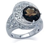 Ажурное кольцо с дымчатыми топазом Серебро 925