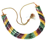 Радужное колье с изумрудами, сапфирами и рубинами Серебро 925