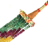 Радужное колье с изумрудами, сапфирами и рубинами Серебро 925
