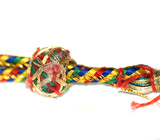 Радужное колье с изумрудами, сапфирами и рубинами Серебро 925