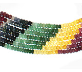 Радужное колье с изумрудами, сапфирами и рубинами Серебро 925