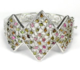 Ажурный браслет с разноцветными турмалинами Серебро 925