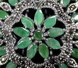 Крупное кольцо с изумрудами Серебро 925