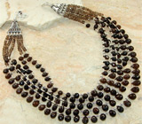 Колье с бриолетами дымчатых топазов