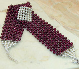 Оригинальный браслет с гранатовыми бусинами Серебро 925