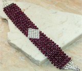 Оригинальный браслет с гранатовыми бусинами Серебро 925