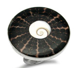 Крупное кольцо с тигровой раковиной и раковиной SHIVA Серебро 925