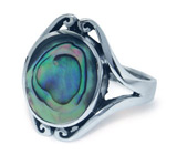 Кольцо с радужным абалоном Серебро 925