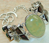 Браслет с пренитом и самоцветами Серебро 925