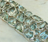 Широкий браслет с зелеными аметистами Серебро 925