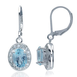 Серьги с голубыми топазами