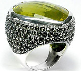 Роскошный лимонный цитрин 40 х 30 мм в массивном перстне Серебро 925