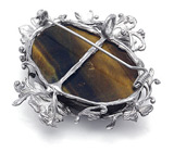 Подвеска-брошь "Ночной Сад" с тигровым глазом Серебро 925