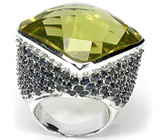 Роскошный лимонный цитрин 25 х 25 мм в массивном перстне Серебро 925