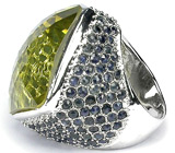 Роскошный лимонный цитрин 25 х 25 мм в массивном перстне Серебро 925