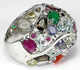 Роскошный перстень с самоцветами Серебро 925