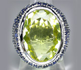 Перстень с лимонным цитрином и синими сапфирами