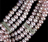 Стрейч браслет из кремово-розового жемчуга Серебро 925