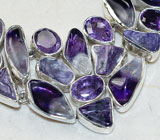 Превосходное колье с аметистами и чароитом Серебро 925