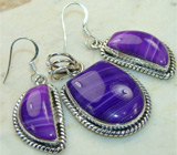 Комплект с сиреневыми агатами Серебро 925