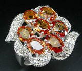 Кольцо с красивейшими оранжевыми сапфирами Серебро 925