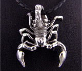 Кулон «Скорпион» на кожаном шнуре Серебро 925