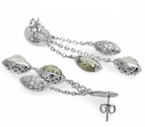 Серьги от Taylor Avedon с зелеными аметистами авторской огранки Серебро 925