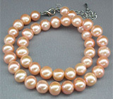 Ожерелье из персикового жемчуга Серебро 925