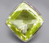 Роскошный лимонный цитрин 25 х 25 мм в массивном перстне