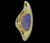 Подвеска с черным опалом и бриллиантами Золото