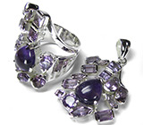 Замечательный комплект с аметистами Серебро 925