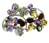 Брошь-кулон из коллекции "Perfection" с самоцветами Серебро 925