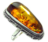 Кольцо с медовым янтарем Серебро 925