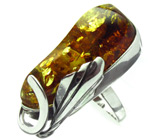 Кольцо с золотисто-медовым янтарем Серебро 925