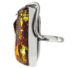 Кольцо с золотисто-медовым янтарем Серебро 925