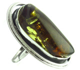 Кольцо с цветным янтарем Серебро 925