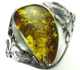Браслет с золотисто-медовым янтарем Серебро 925