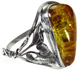 Браслет с золотисто-медовым янтарем Серебро 925