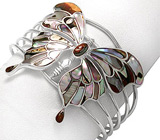 Браслет «Бабочка» с тигровой раковиной Серебро 925