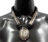 Экстравагантное колье ручной работы с элементами из черного дерева Серебро 925