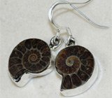 Серьги с аммонитами Серебро 925