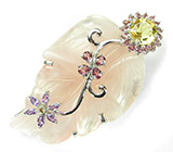 Кулон с резным розовым кварцем Серебро 925