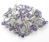 Брошь-кулон из коллекции "Perfection" с аметистами Серебро 925